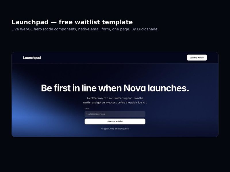 Launchpad Waitlist template — one-page waitlist with a signup form